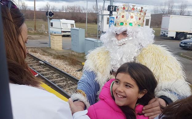 Los Reyes Magos, a su llegada a Villaquilambre. /