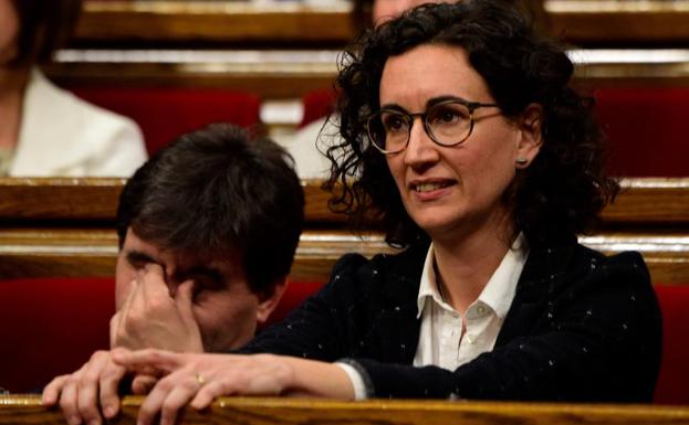 La secretaria general de ERC, Marta Rovira, durante el pleno de investidura./AFP