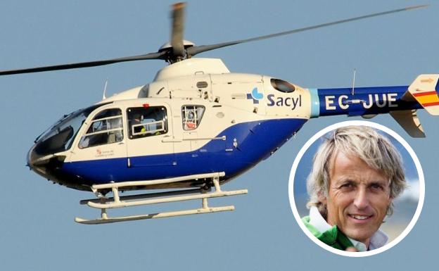 Jesús Calleja ha sido trasladado al Hospital de León en el helicóptero de Emergencias Sacyl./