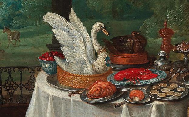 Detalle de 'Alegroría del gusto', cuadro de Frans Wouters ca. 1645./Wikimedia CC PD.