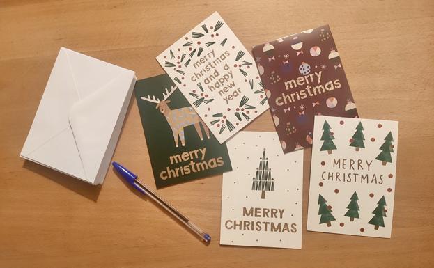 Algunos de las tarjetas navideñas que ha enviado Marta Vicente este año.