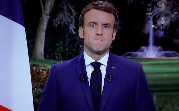 Enmmanuel Macron, en su mensaje a la nación./Reuters