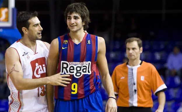 Paolo Quinteros and Ricky Rubio, during the Argentine's time at CAI Zaragoza.